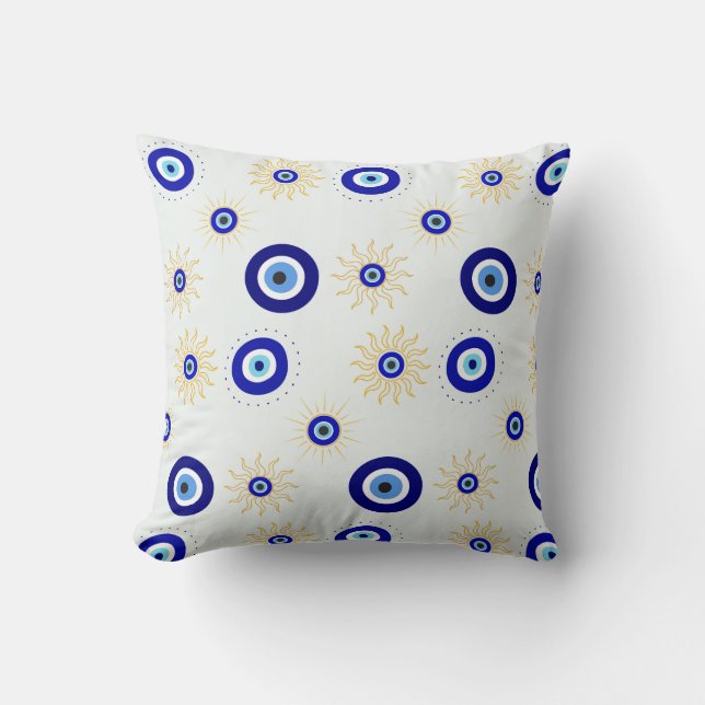Evil Eye Symbol Throw Pillow (Front)