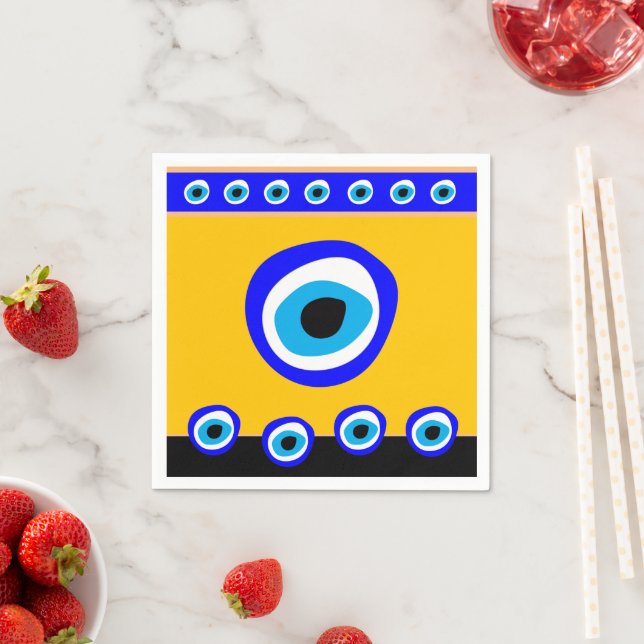 Evil Eye Talisman & Arabic Amulet /Turkish, Greek Napkin (Insitu)
