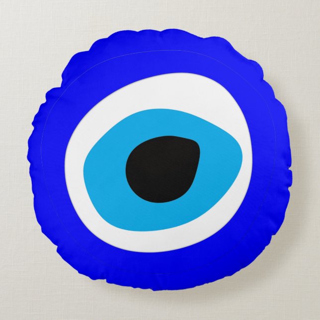 Evil Eye Talisman & Arabic Amulet /Turkish, Greek Round Pillow (Front)