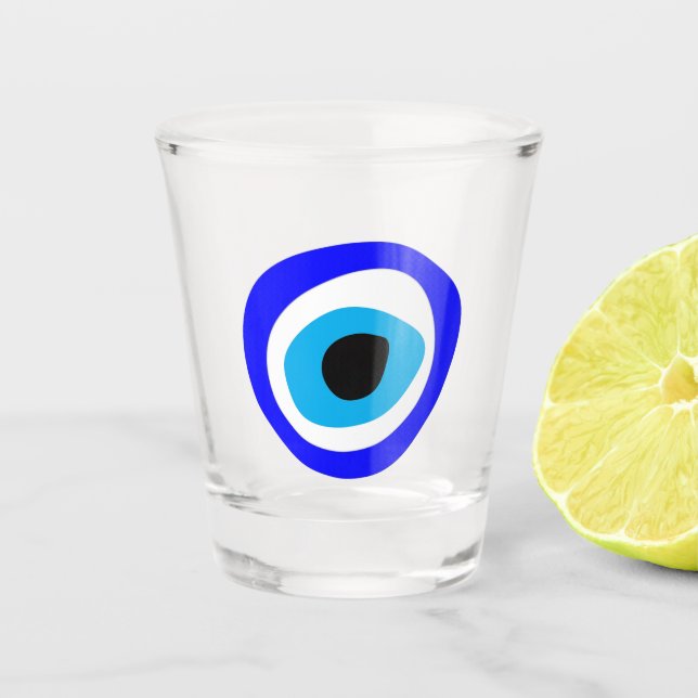 Evil Eye Talisman & Arabic Amulet /Turkish, Greek  Shot Glass (Front)