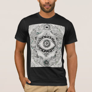 Evil Eye Tattoo Art Tee – Bold Black, Blue & Green