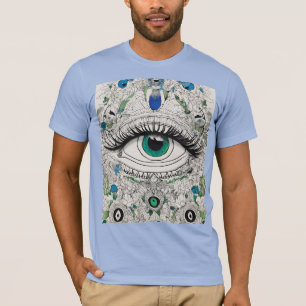 Evil Eye Tattoo Colouring Book Tee – Black, Blue &
