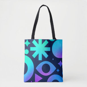 Evil Eye Tote Bag Cosmic Teal Purple Mystical