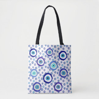 Evil eye totebag, Greek pattern, vibrant colour Tote Bag