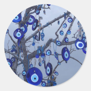 Evil Eye Tree, Blue Nazar Amulet charm accessories Classic Round Sticker