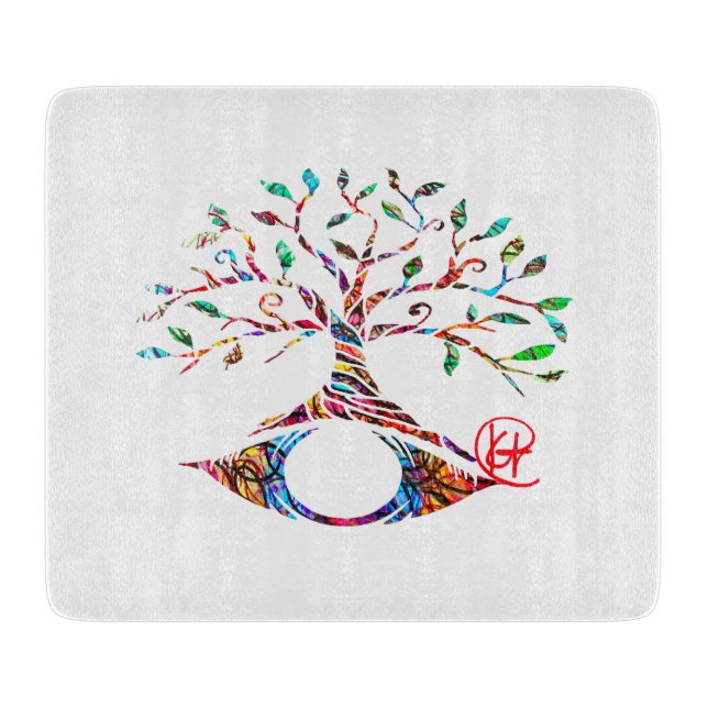 Evil Eye Tree of Life Graffiti Art Challah Tray Cutting Board (Front)