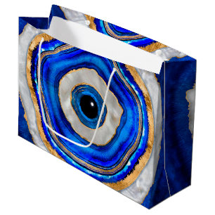 Evil Eye Watercolor agate and gold Large Gift Bag