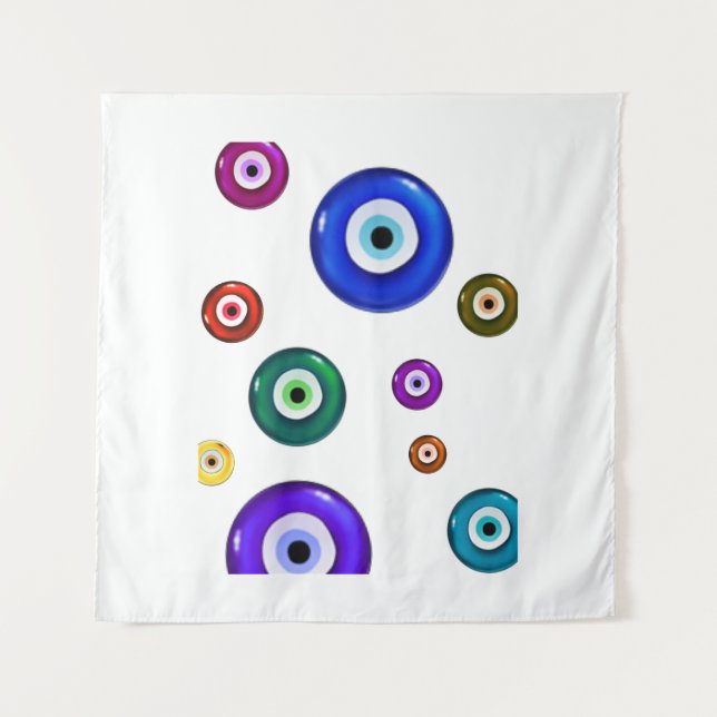 Evil Eye White Backdrop Tapestry (Front)