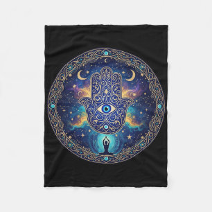 Evil Eyes Amulet Protection Aesthetic Yoga Hamsa H Fleece Blanket