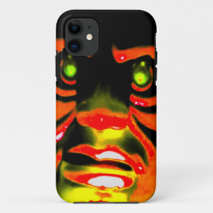 Evil Face Halloween Red Face Scary Green Eyes iPhone 11 Case