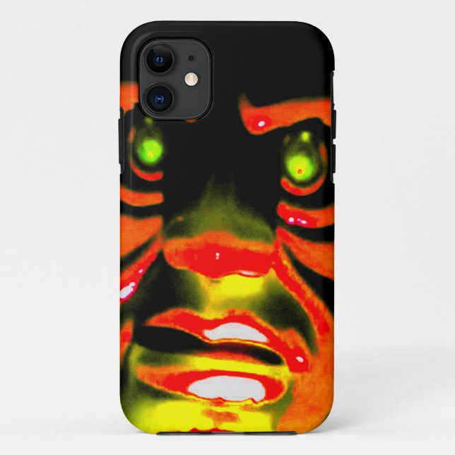 Evil Face Halloween Red Face Scary Green Eyes Case-Mate iPhone Case (Back)