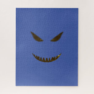 Evil Face Hard Difficult Challenging Blue Jigsaw Puzzle