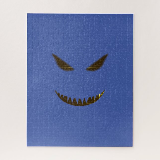 Evil Face Hard Difficult Challenging Blue Jigsaw Puzzle (Vertical)