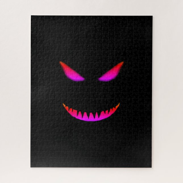 Evil Face Hard Difficult Challenging Pink Black Jigsaw Puzzle (Vertical)