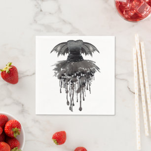 Evil Fairy Gown   Gothic Black Vampy Rock Sheen Napkin