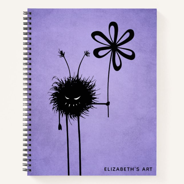 Evil Flower Bug Purple Goth Name Sketchbook Notebook (Front)