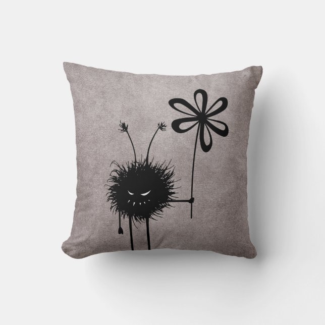 Evil Flower Bug Vintage Goth Throw Pillow (Front)