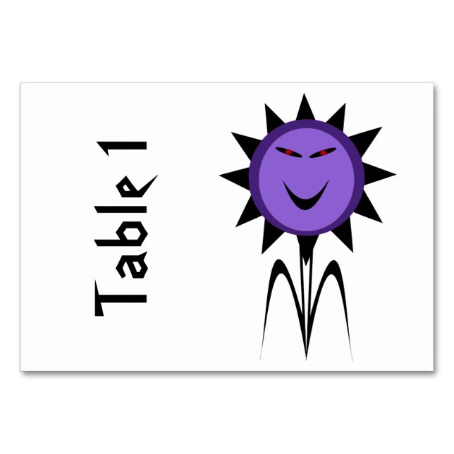 Evil Flower Kawaii Goth Hallowee Custom Tablecards Table Number (Front)