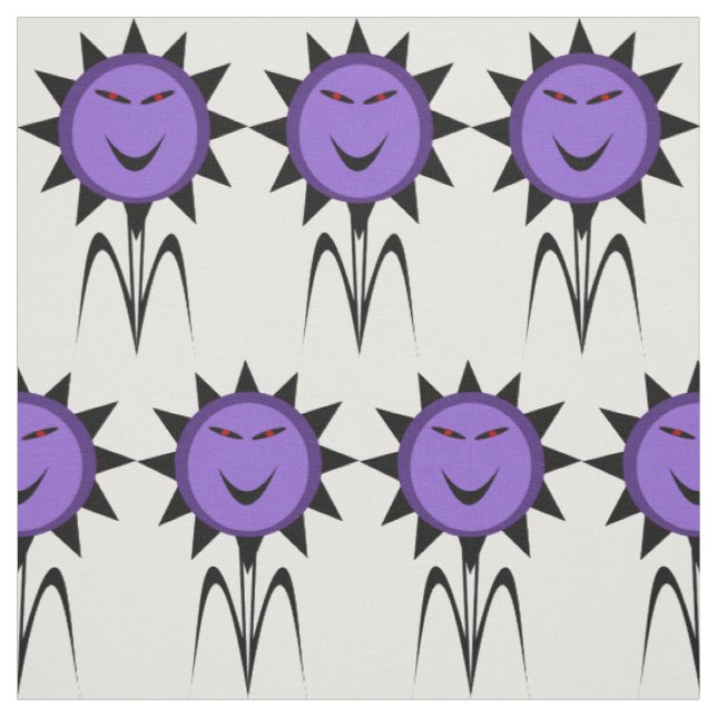 Evil Flower Kawaii Goth Halloween Craft Fabric (Swatch)