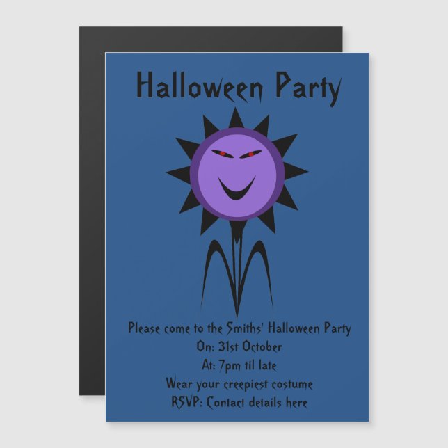 Evil Flower Kawaii Goth Halloween Party Invites (Front/Back)