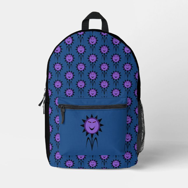 Evil Flower Kawaii Goth Halloween Printed Backpack (Front)
