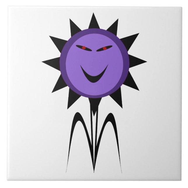 Evil Flower Kawaii Goth Halloween Tile (Front)