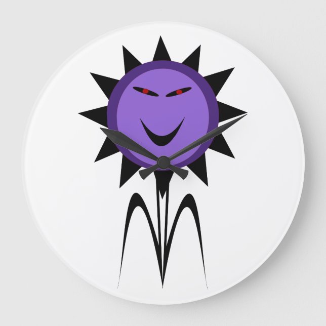 Evil Flower Kawaii Goth Halloween Wall Clock (Front)