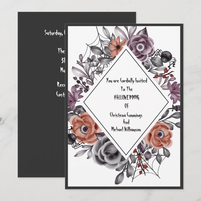 Evil Flowers All Seeing Halloween Wedding Invitation (Front/Back)