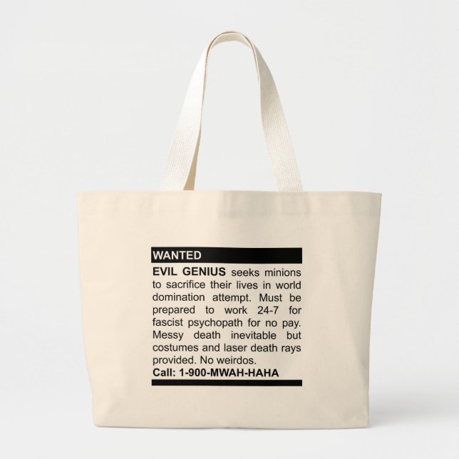 Evil Genius Ad Large Tote Bag (Front)