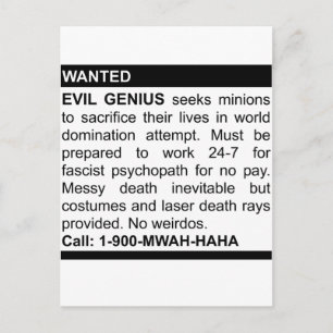Evil Genius Ad Postcard
