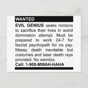 Evil Genius Ad Postcard