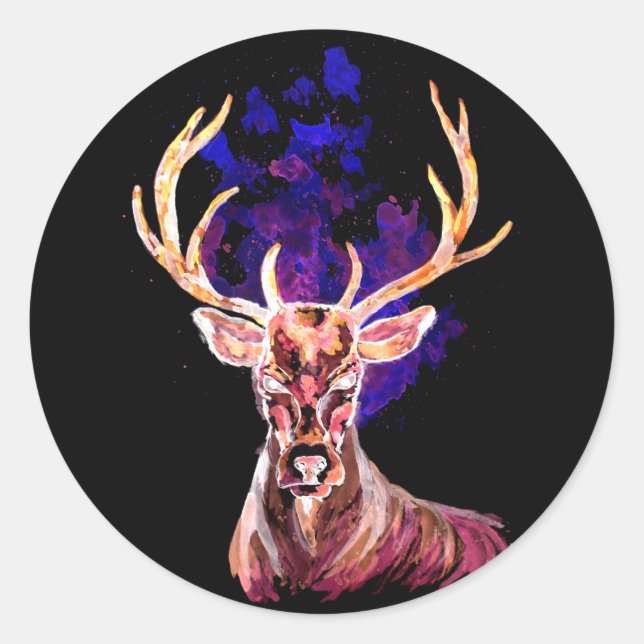 Evil Ghost Deer Classic Round Sticker (Front)