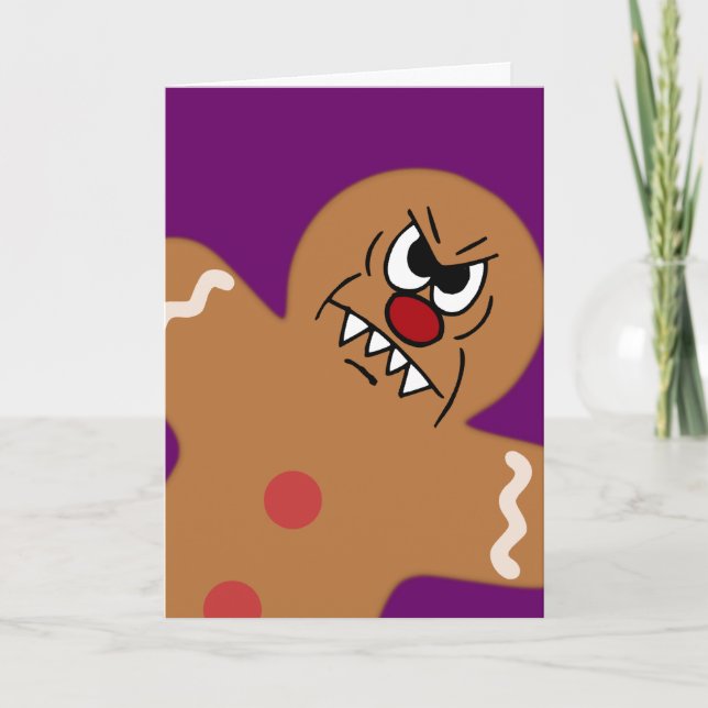 Evil Gingerbread Man Cookie Holiday Card (Front)