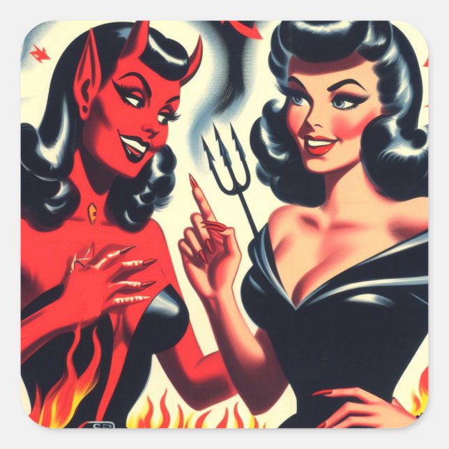 Evil Girls Square Sticker (Front)