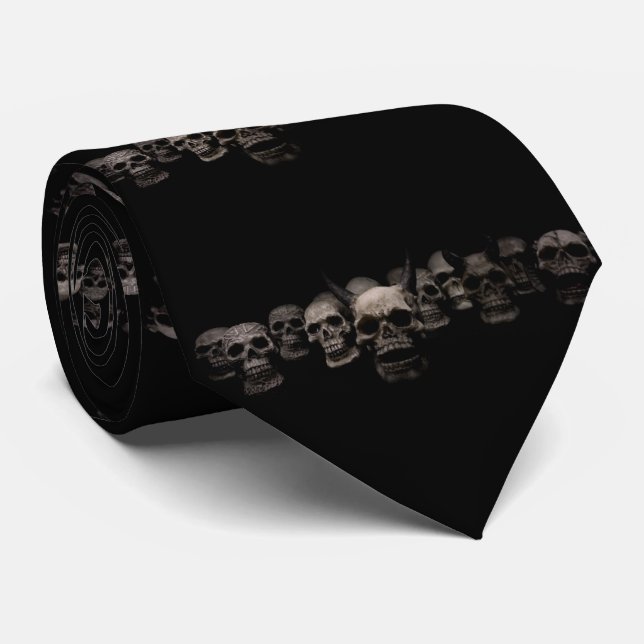 Evil Gothic Skull Tie (Rolled)