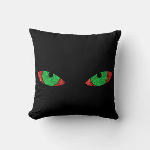 Evil Green Eyes Throw Pillow