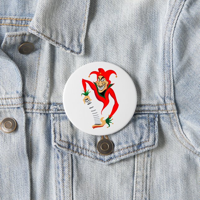 Evil Grinning Jester Joker with Jack-in-the-Box  3 Inch Round Button (Creator Uploaded)