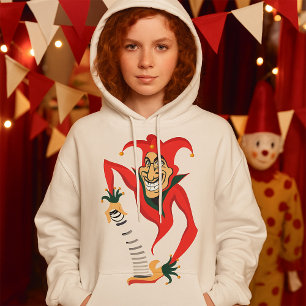 Evil Grinning Jester Joker with Jack-in-the-Box Hoodie