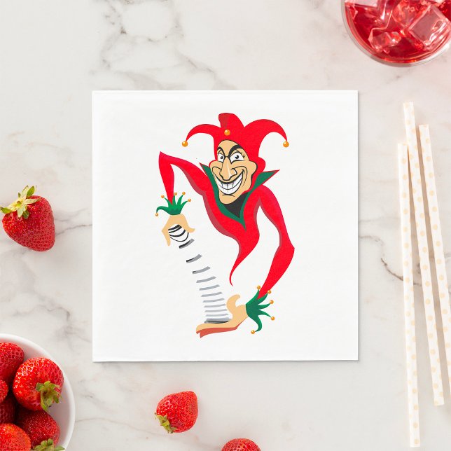 Evil Grinning Jester Joker with Jack-in-the-Box  Napkin (Creator Uploaded)
