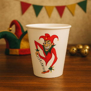 Evil Grinning Jester Joker with Jack-in-the-Box  Paper Cups