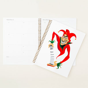 Evil Grinning Jester Joker with Jack-in-the-Box  Planner