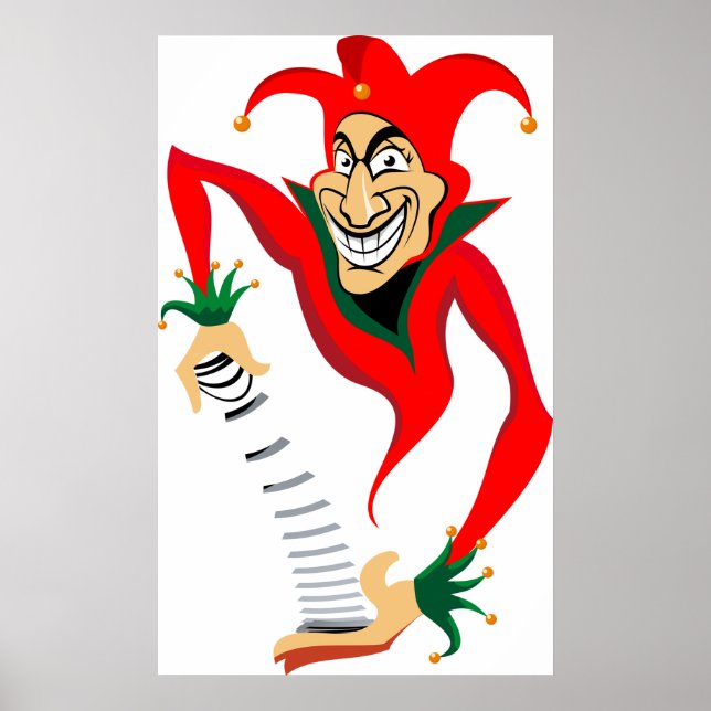 Evil Grinning Jester Joker with Jack-in-the-Box  Poster (Front)