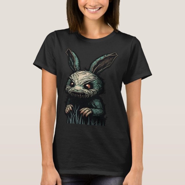 Evil Horror Bunny Nightmare Scary Terrifying Hallo T-Shirt (Front)