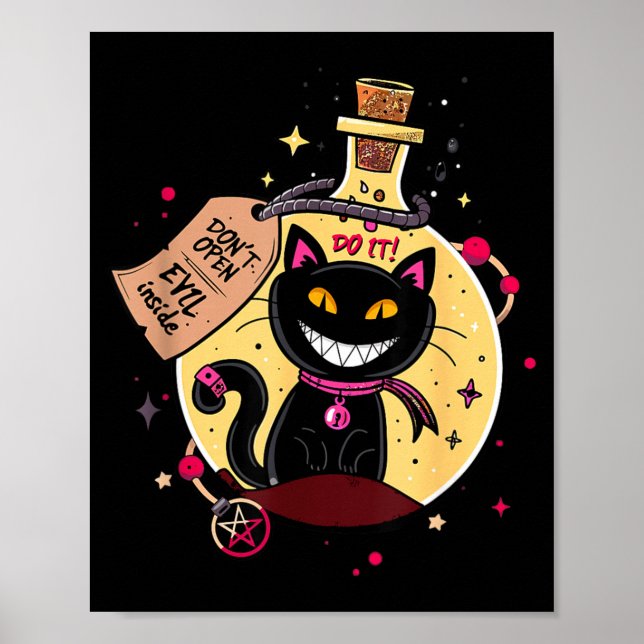 Evil Inside - Fun Cat In A Potion Bottle Poster (Front)