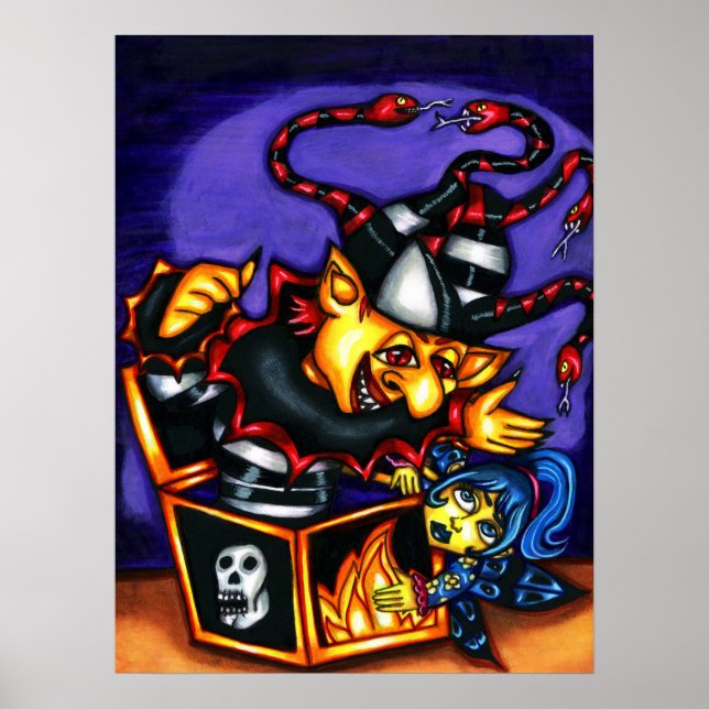 Evil Jack In the Box and fairy Goth Fantasy art Poster (Front)