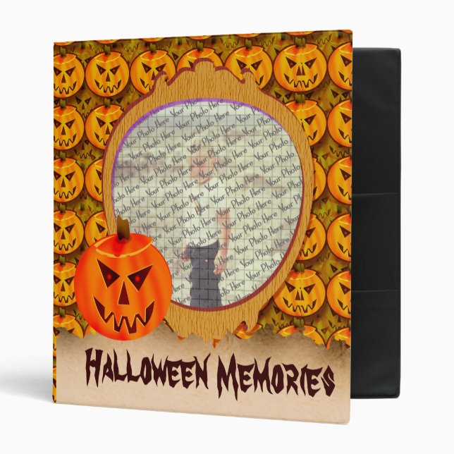 Evil Jack-O-Lantern Customizable 1" Photo Binder (Front/Inside)