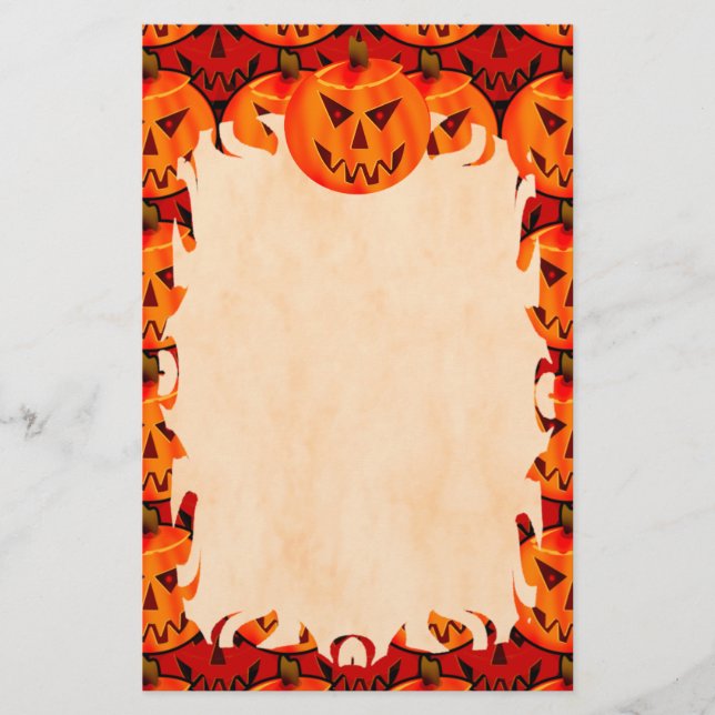 Evil Jack-O-Lantern Flame Stationery (Front)
