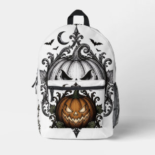 Evil Jack O Lantern Gothic Halloween Pumpkin Printed Backpack