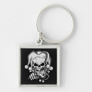 Evil Jester Skull Keychain