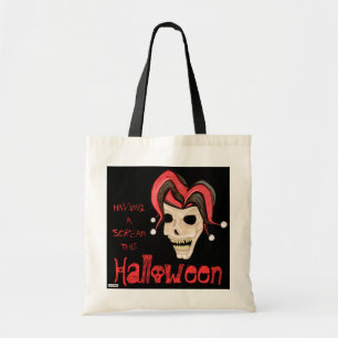 Evil Jester Skull (Red) Halloween Tote Bag